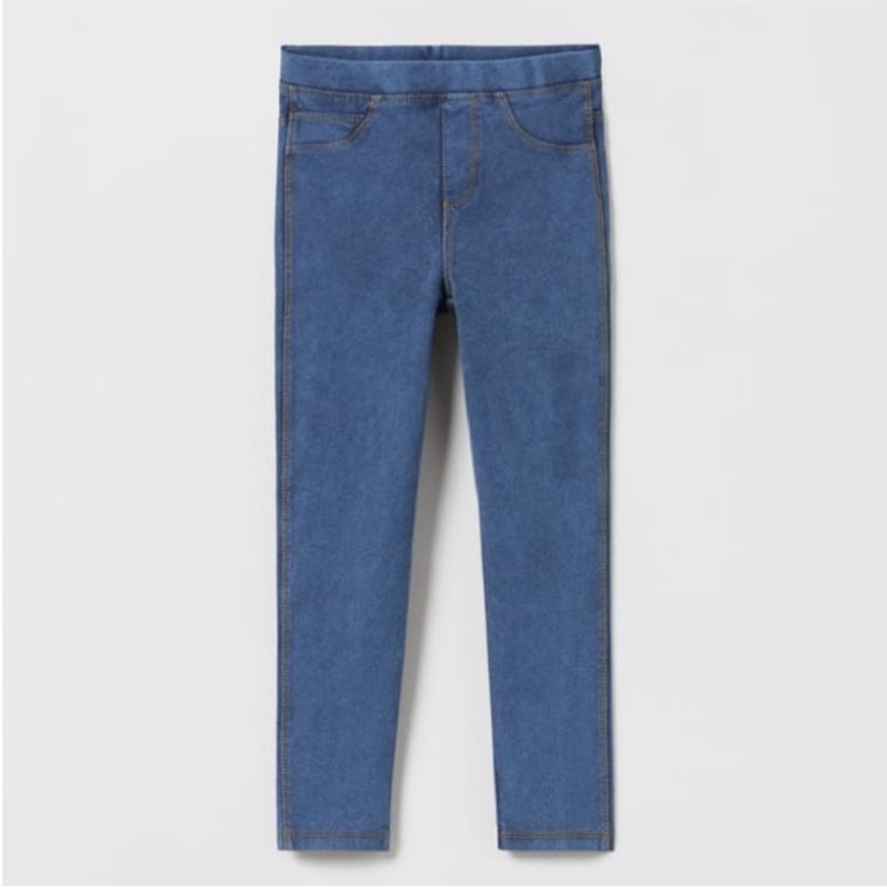 10/$35💥Jeggings Denim-Look Leggings, Ocean Blue, Faux Pockets, Contrast Stitch